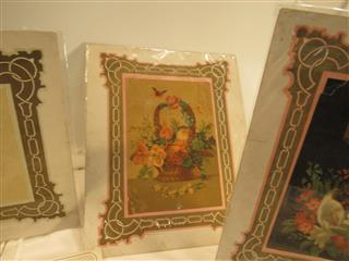 26 ANTIQUE EPHEMERA EMBELLISHED SINGLE PANEL DIE CUT CARDS - USED
